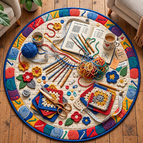 Knitting Craft Quilted Round Mat GFTOMA14541