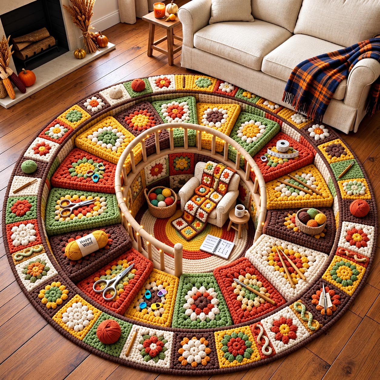 Crochet Patchwork Quilted Round Mat GFTOMA14542