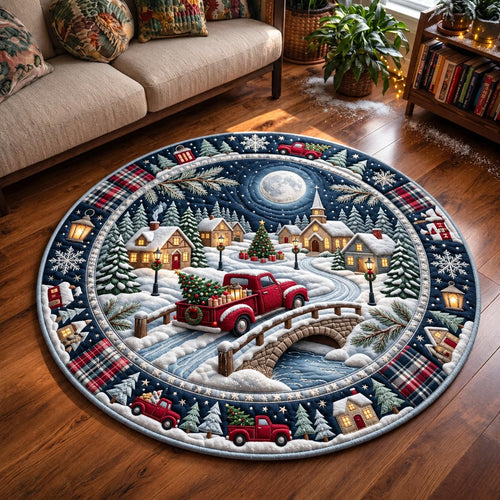 Winter Moon Truck Quilted Round Mat GFTOMA14546