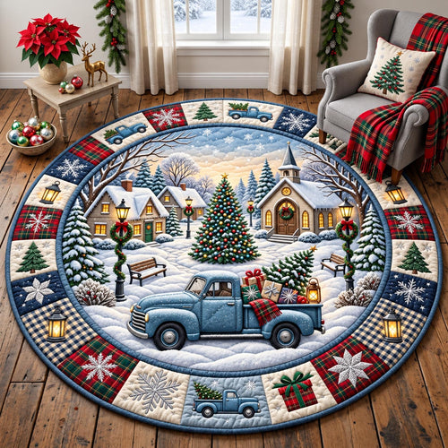 Snowy Village Truck Quilted Round Mat GFTOMA14548
