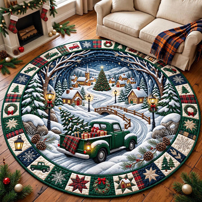 Christmas Bridge Truck Quilted Round Mat GFTOMA14549