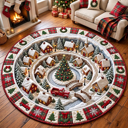 Christmas Village Circle Quilted Round Mat GFTOMA14550
