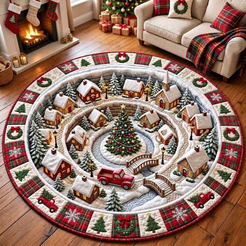 Christmas Village Circle Quilted Round Mat GFTOMA14550