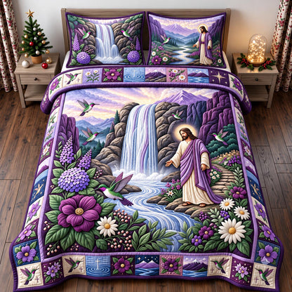 Jesus Waterfall 3-Piece Quilted Bedding Set GFTOMA14620
