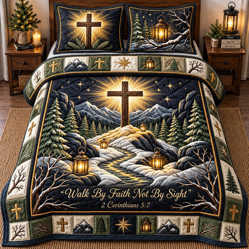 Golden Faith Cross 3-Piece Quilted Bedding Set GFTOMA14622