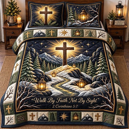 Golden Faith Cross 3-Piece Quilted Bedding Set GFTOMA14622