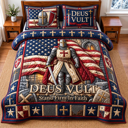 Deus Vult Faith 3-Piece Quilted Bedding Set GFTOMA14627