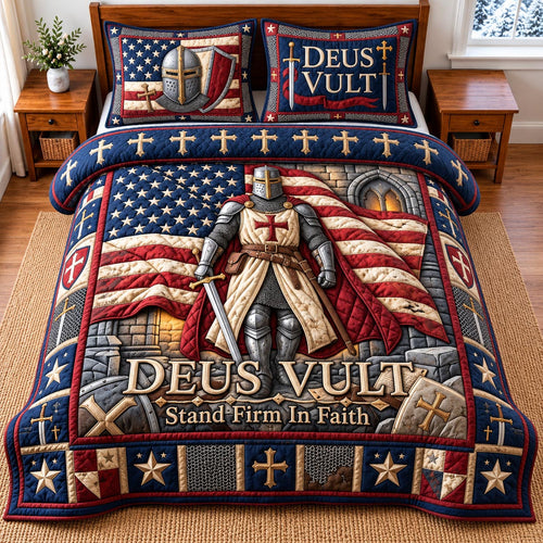 Deus Vult Faith 3-Piece Quilted Bedding Set GFTOMA14627
