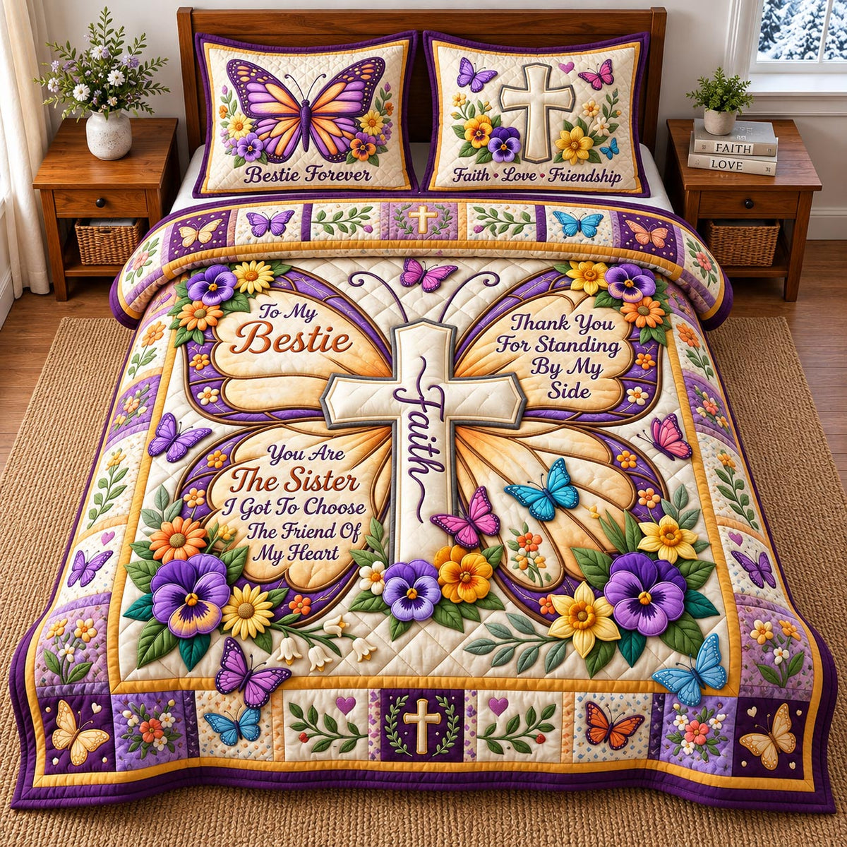 Sister Blessing 3-Piece Quilted Bedding Set GFTOMA14630