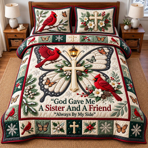 Cardinal Sister 3-Piece Quilted Bedding Set GFTOMA14632