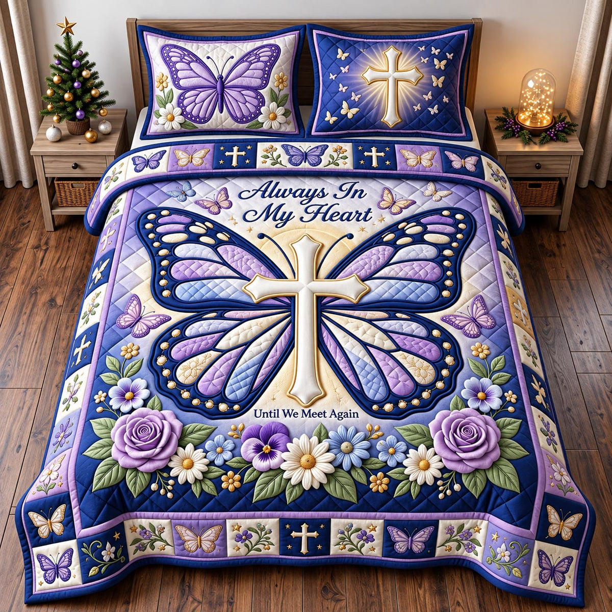 Butterfly Heart 3-Piece Quilted Bedding Set GFTOMA14633