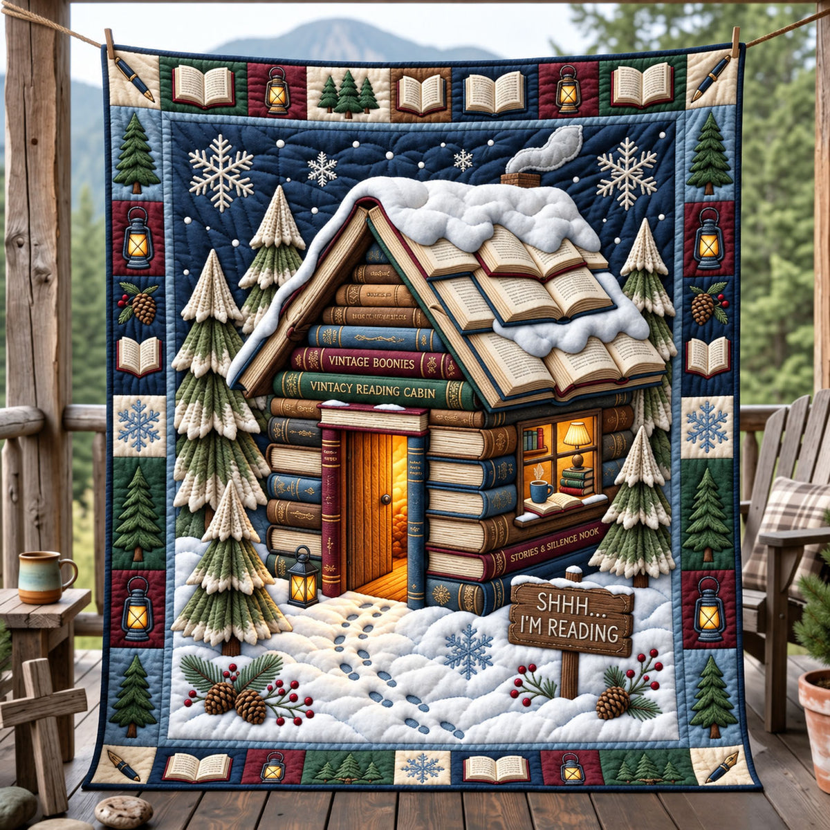 Reading Cabin Quilted Blanket GFTOMA14656