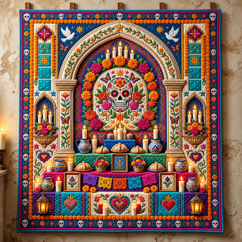 Sugar Skull Shrine Quilted Blanket GFTOMA14661
