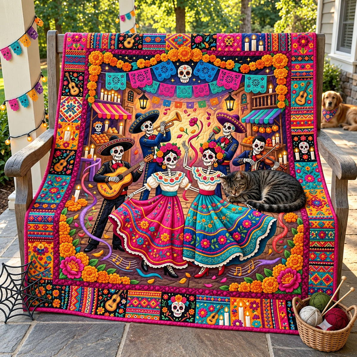 Skeleton Fiesta Quilted Blanket GFTOMA14663