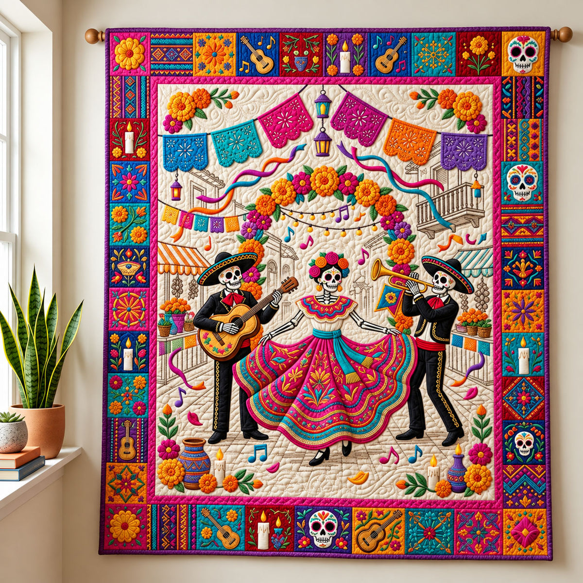 Muertos Dance Quilted Blanket GFTOMA14664