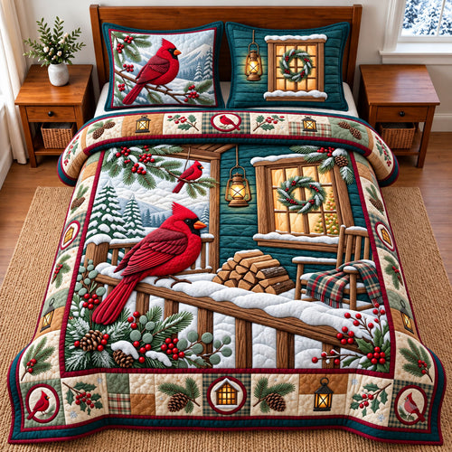 Cardinal Winter 3-Piece Quilted Bedding Set GFTOMA14665