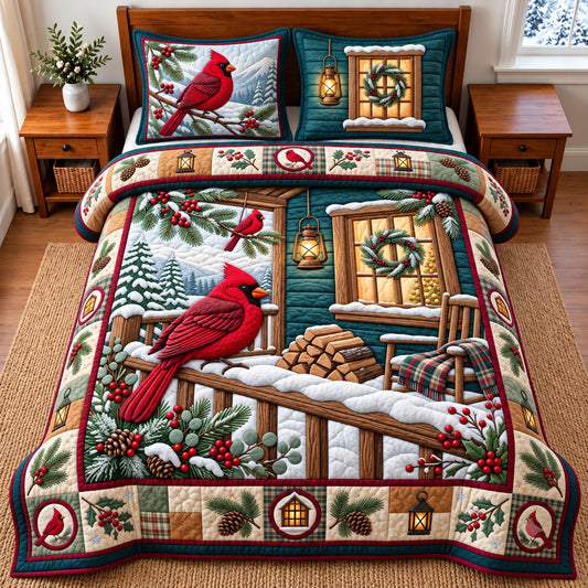 Cardinal Winter 3-Piece Quilted Bedding Set GFTOMA14665