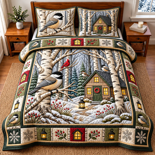Winter Cardinal 3-Piece Quilted Bedding Set GFTOMA14667
