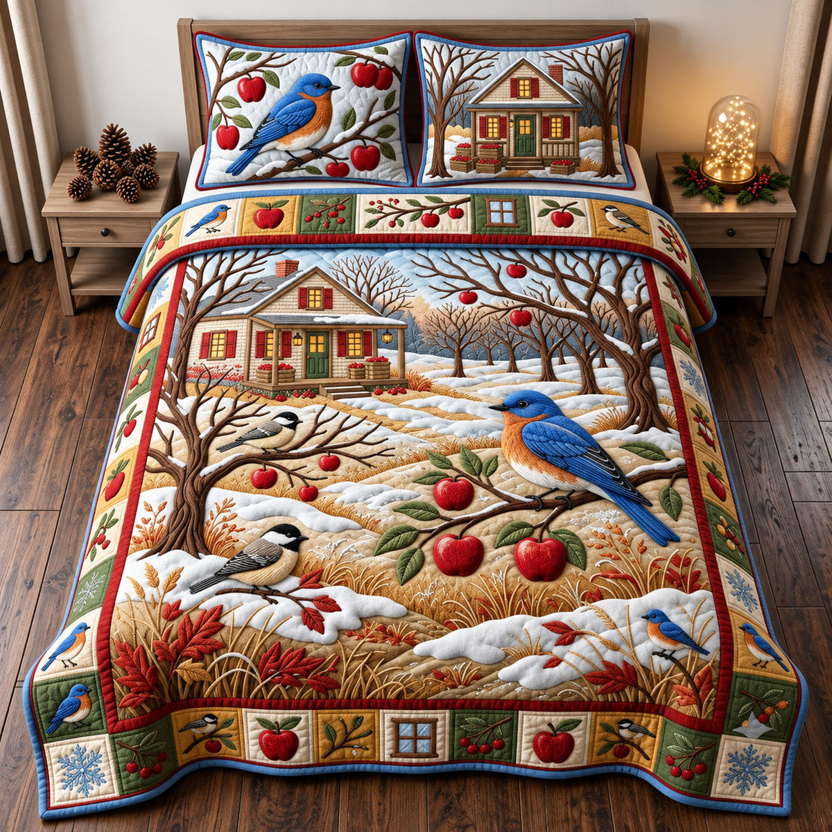 Cardinal Orchard 3-Piece Quilted Bedding Set GFTOMA14669