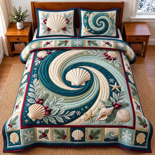 Shell Wave 3-Piece Quilted Bedding Set GFTOMA14671