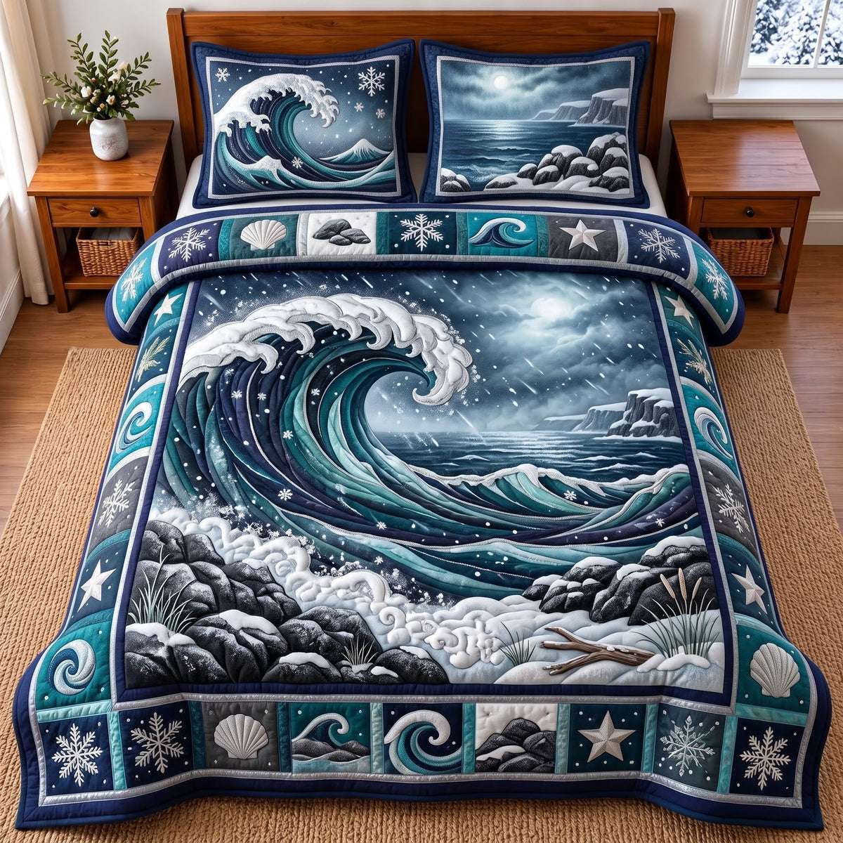 Stormy Ocean 3-Piece Quilted Bedding Set GFTOMA14676