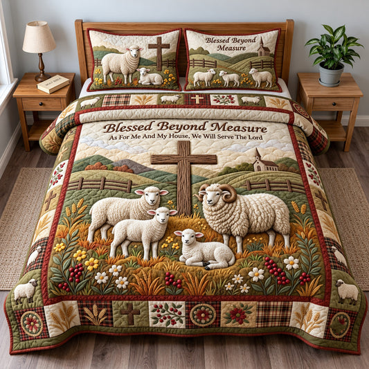 Blessed Lamb 3-Piece Quilted Bedding Set GFTOMA14677
