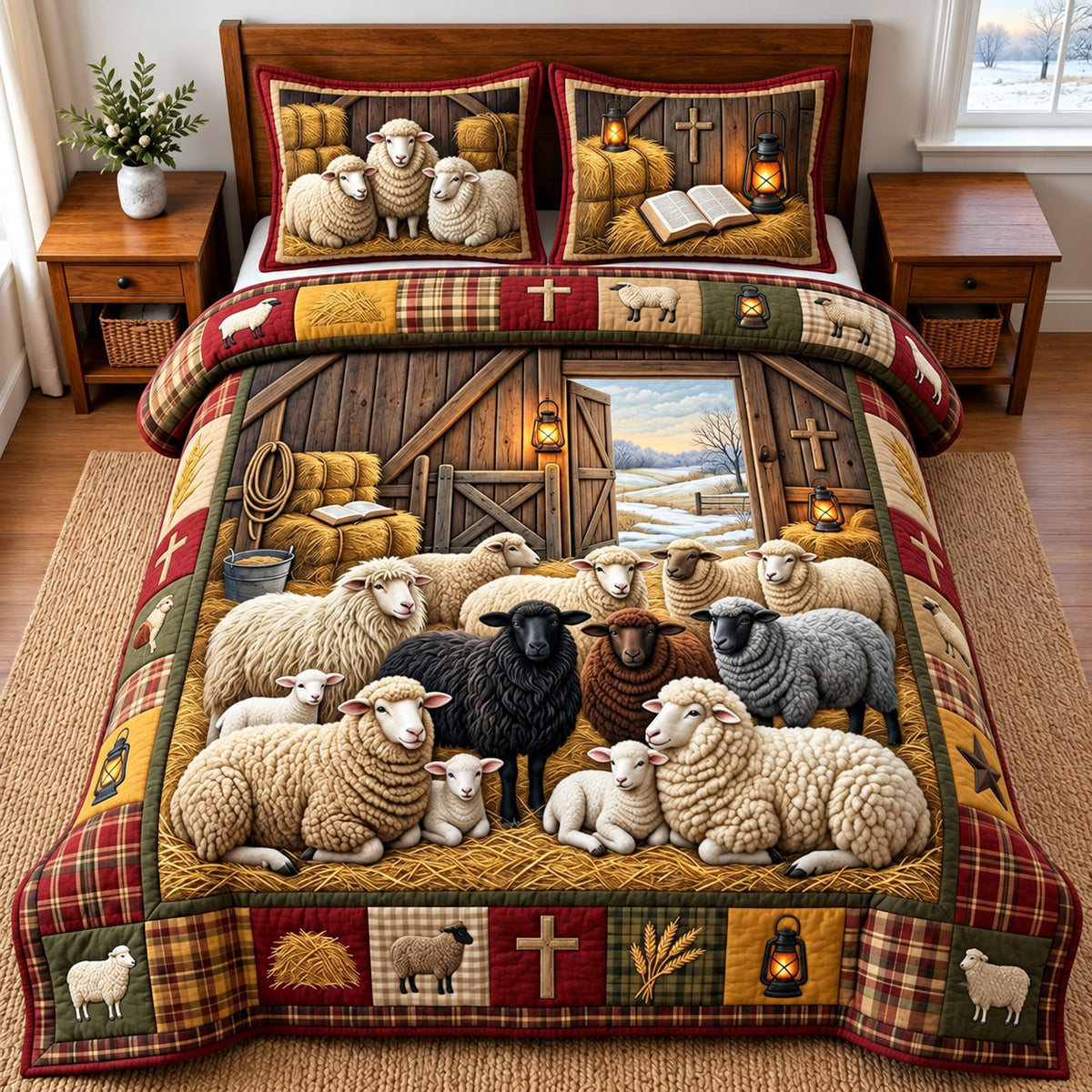 Faithful Flock 3-Piece Quilted Bedding Set GFTOMA14681