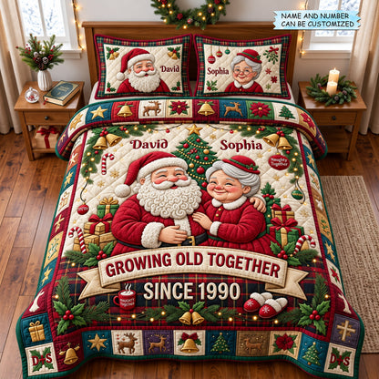 Santa Couple 3-Piece Quilted Bedding Set QTCUZ GFTOMA14735