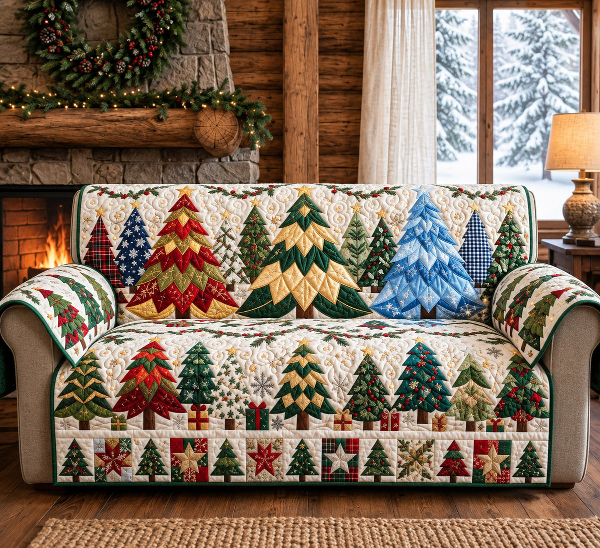Christmas Tree Quilted Sofa Cover GFTOMA14743