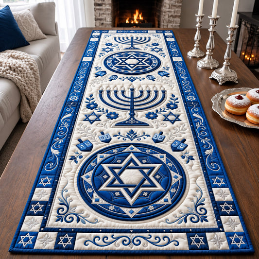 Hanukkah Floral Quilted Table Runner GFTOMA14753