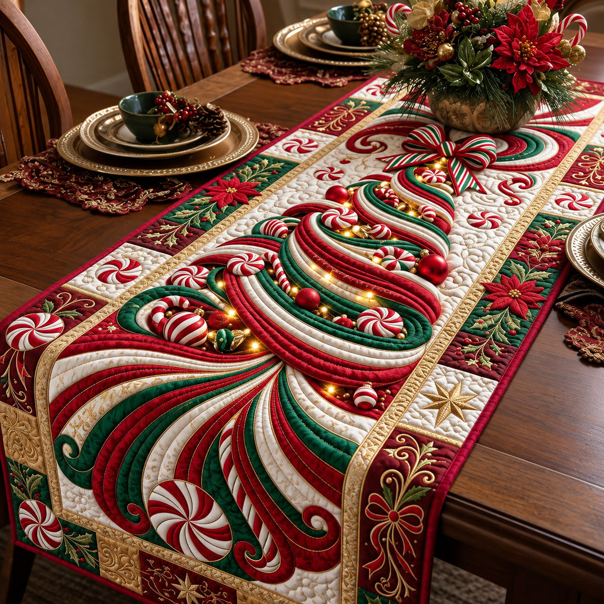 Candy Swirl Tree Quilted Table Runner GFTOMA14759