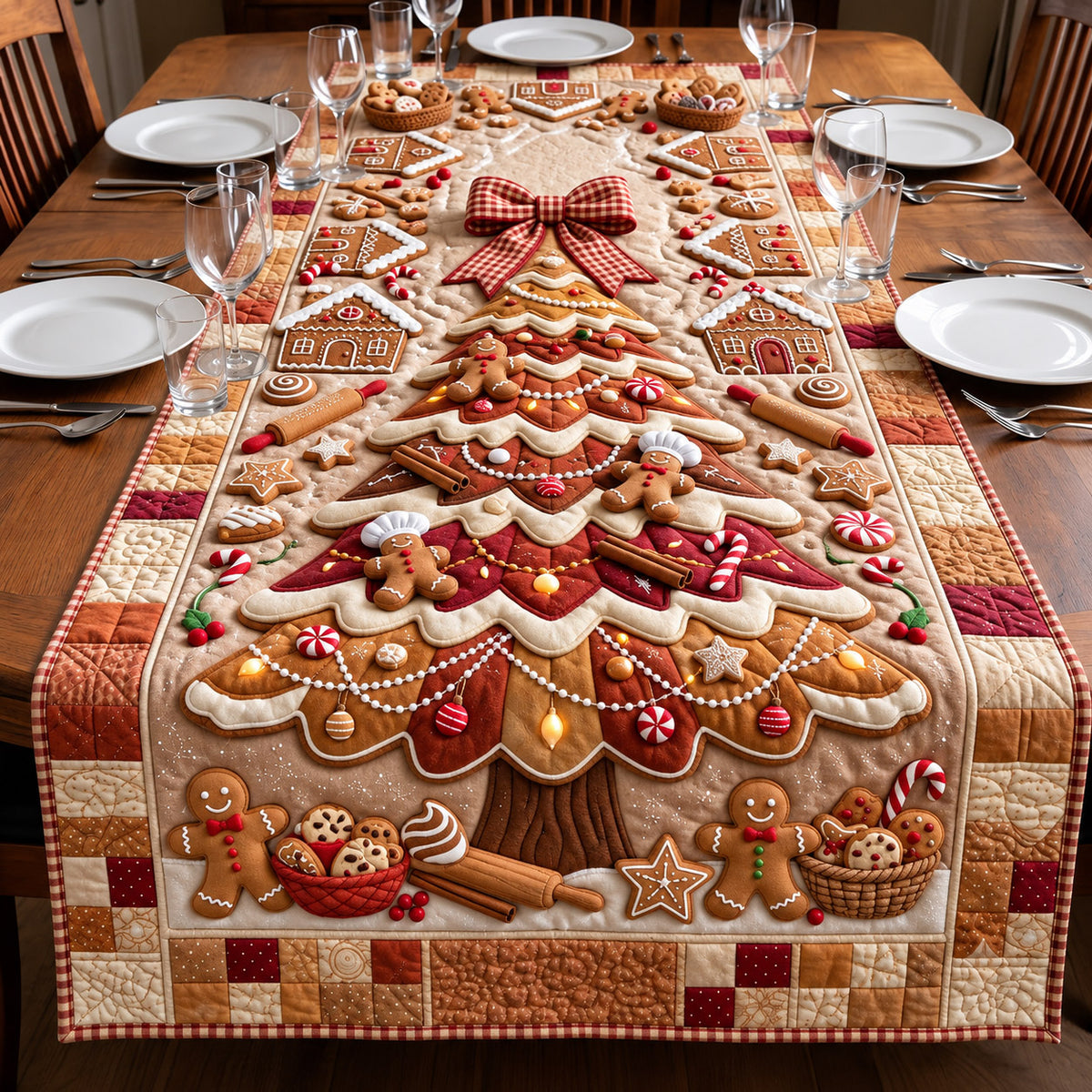 Gingerbread Tree Quilted Table Runner GFTOMA14760