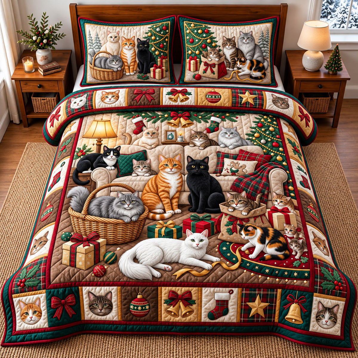 Cozy Cat 3-Piece Quilted Bedding Set GFTOMA14765