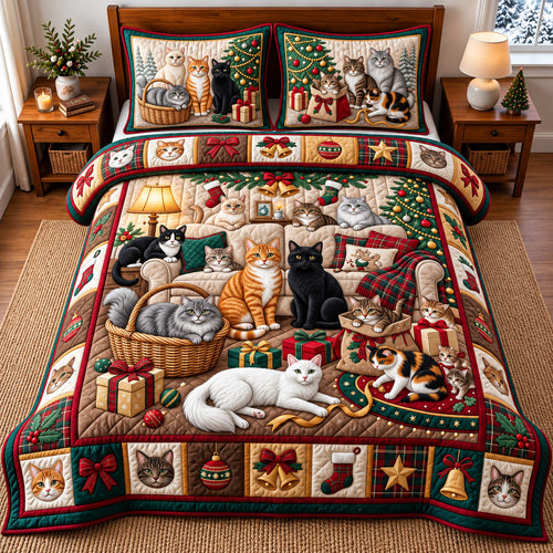 Cozy Cat 3-Piece Quilted Bedding Set GFTOMA14765