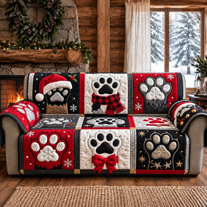 Holiday Paw Quilted Sofa Cover GFTOMA14769