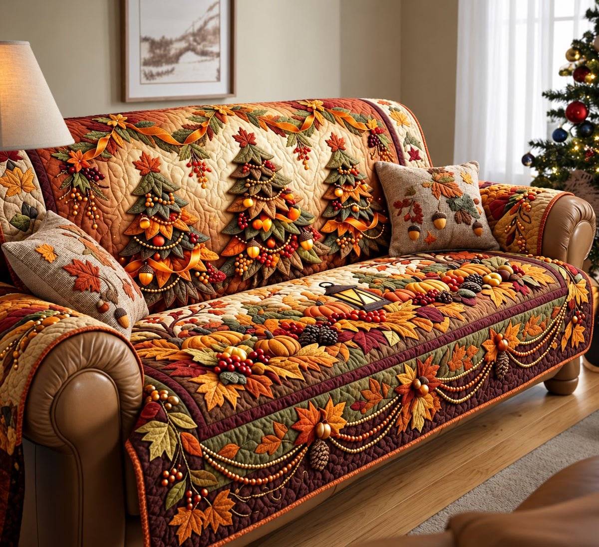Autumn Tree Quilted Sofa Cover GFTOMA14777