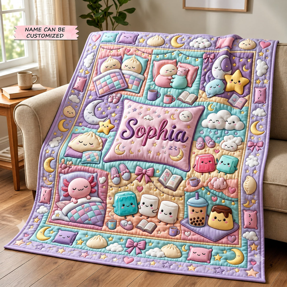 Personalized Squishy Quilted Blanket QTCUZ GFTOMA14820
