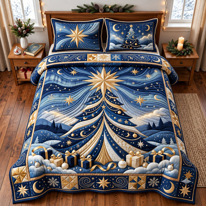 Golden Star Tree 3-Piece Quilted Bedding Set GFTOMA14828