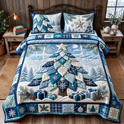Winter Crystal Tree 3-Piece Quilted Bedding Set GFTOMA14830