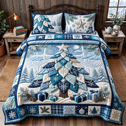 Winter Crystal Tree 3-Piece Quilted Bedding Set GFTOMA14830