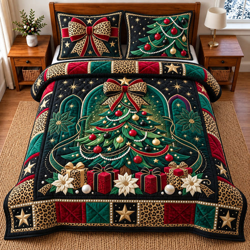 Classic Christmas Tree 3-Piece Quilted Bedding Set GFTOMA14831