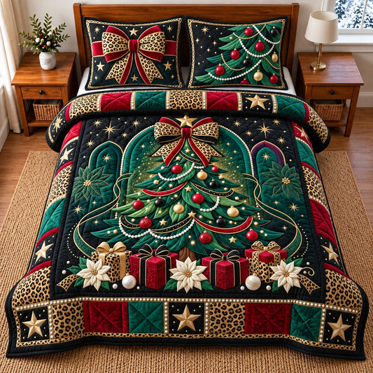 Classic Christmas Tree 3-Piece Quilted Bedding Set GFTOMA14831