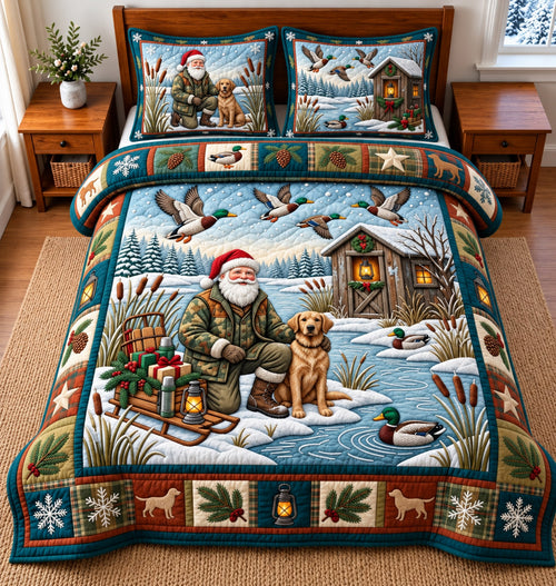 Santa Hunting 3-Piece Quilted Bedding Set GFTOMA14836