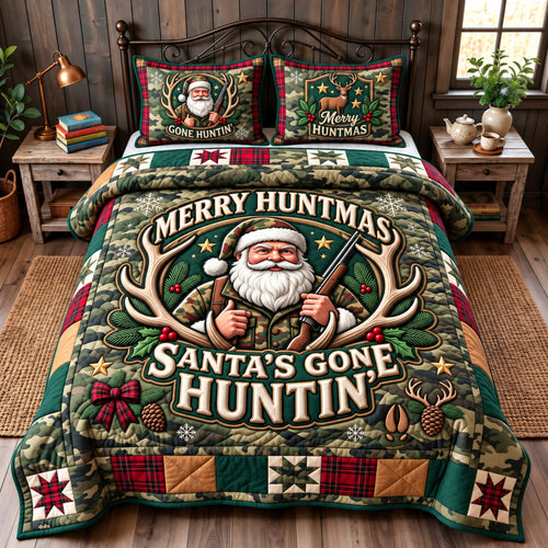 Christmas Hunter 3-Piece Quilted Bedding Set GFTOMA14837