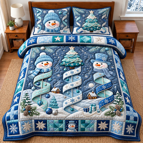Snowman Forest 3-Piece Quilted Bedding Set GFTOMA14844