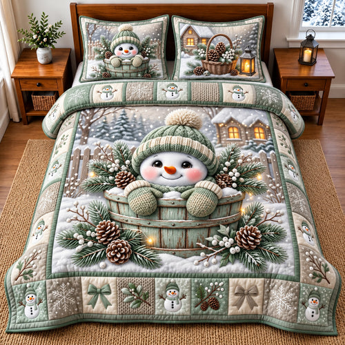 Winter Snowman 3-Piece Quilted Bedding Set GFTOMA14847