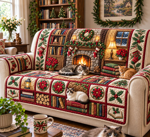 Christmas Hearth Quilted Sofa Cover GFTOMA14850