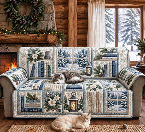 Winter Cat Quilted Sofa Cover GFTOMA14853