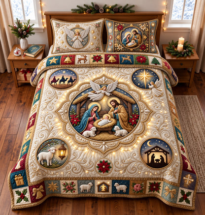 Nativity Faith 3-Piece Quilted Bedding Set GFTOMA14925