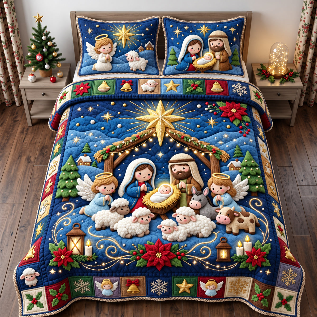 Heavenly Nativity 3-Piece Quilted Bedding Set GFTOMA14929